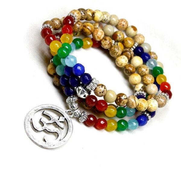 Chakra Tibetan Bodhi Prayer Beads Mala Wrap Bracelet - Image 2