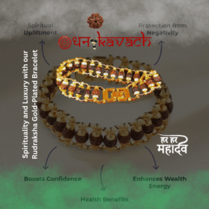 Premium Gold Plated 5 Mukhi Rudraksha Bracelet for Men – Original Spiritual Healing Beads, Stylish Religious Jewelry for Protection & Positivity